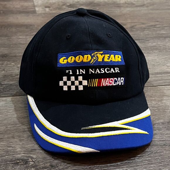 Rare Vintage K-PRODUCTS Goodyear Tires #1 In NASCAR Strapback Hat Cap 90s 2000s - Picture 1 of 8